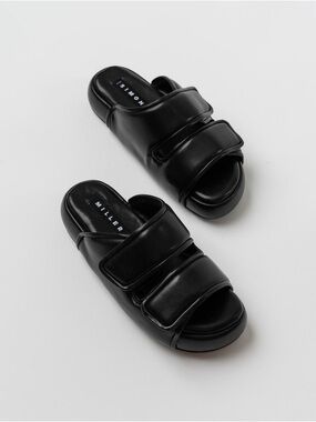Simon Miller Black Padded Double-Strap Slide Sandals
